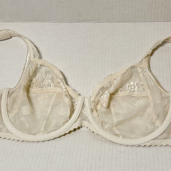 Prima Donna 38C Embroidered Unline Sheer Cup Underwire Support Bra 16-2570 Cream - Picture 5 of 10